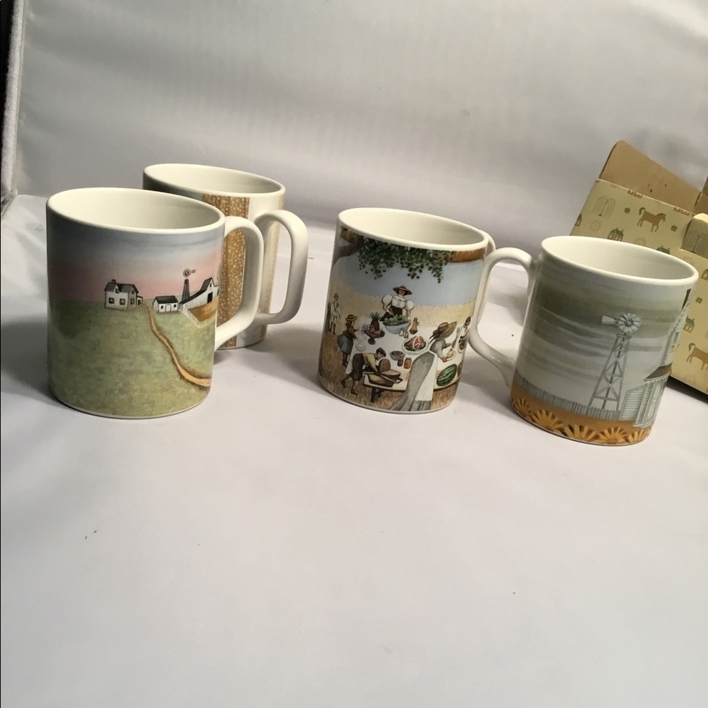 4 VINTAGE LOWELL HERRERO COUNTRY FARM MUG‎ 1982 VANDOR